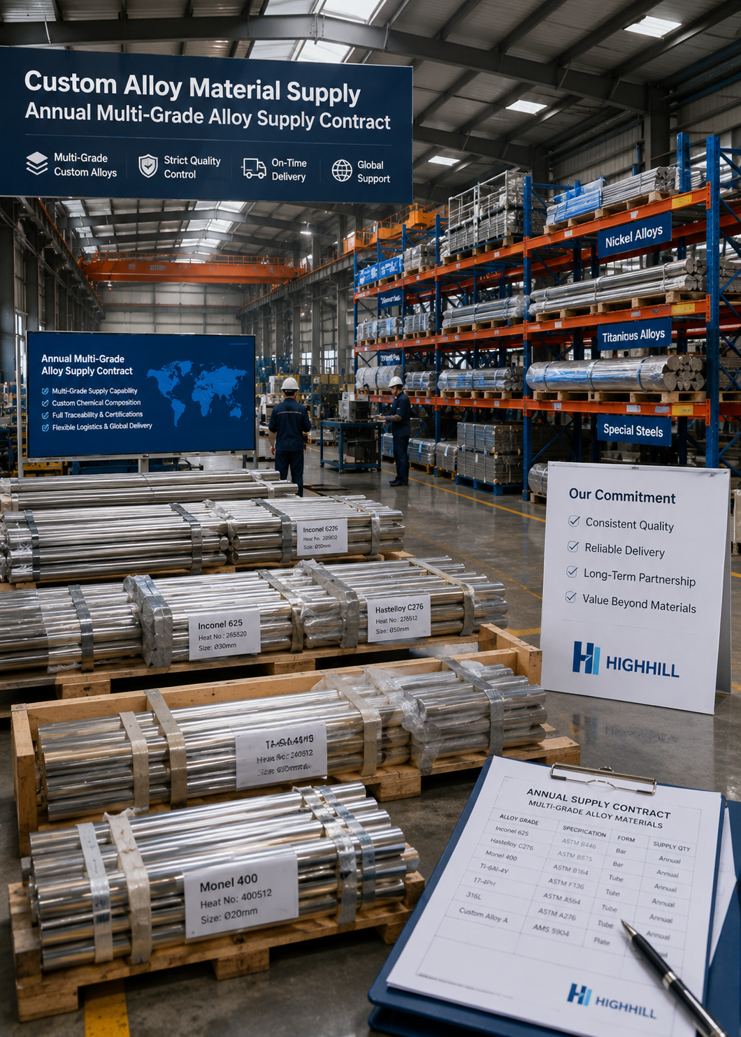 Custom alloy material supply for industrial applications