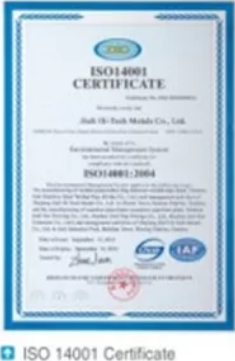 ISO 14001:2015 Environmental Management System Certificate
