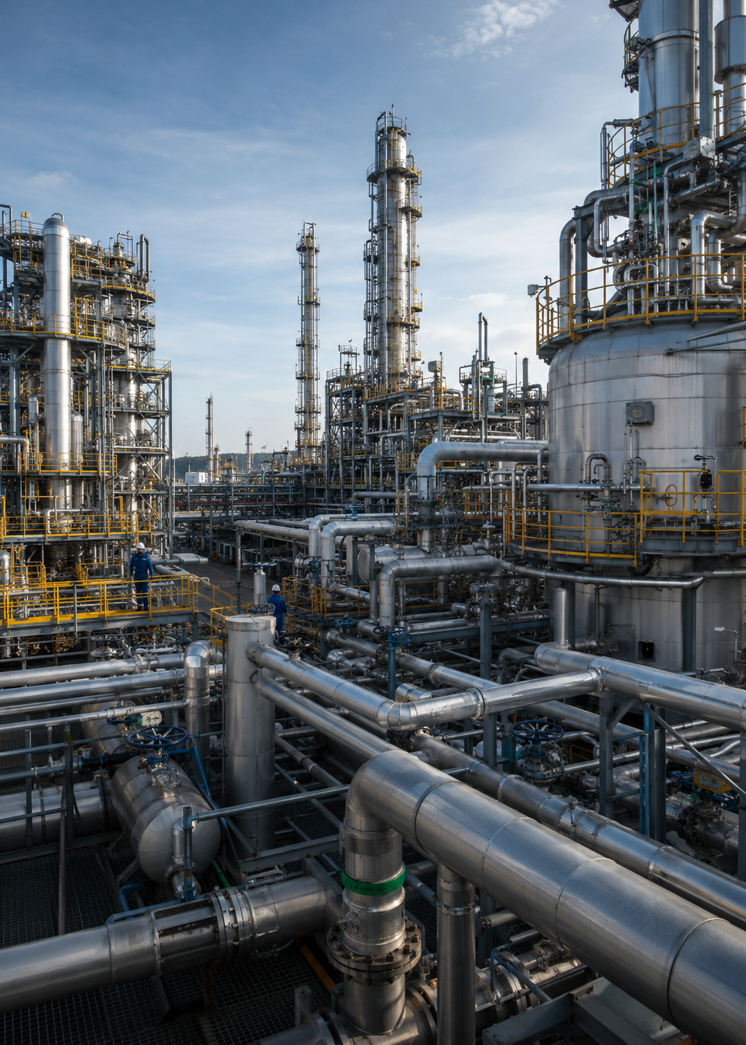 Chemical processing plant using nickel alloy pipes